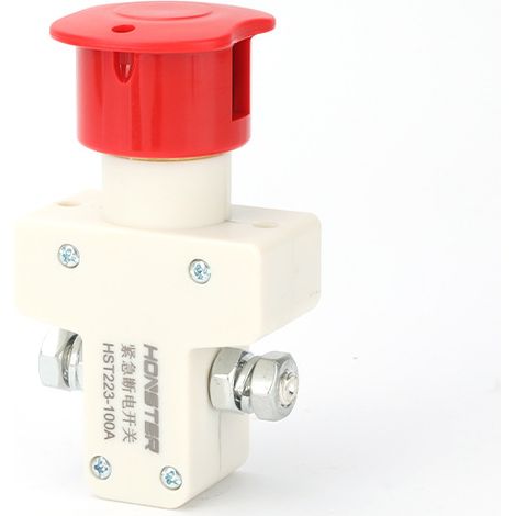 100 A emergency stop switch for electric vehicles, forklifts and cars – Mushroom-shaped DC emergency stop switch – 100 A