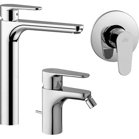 Set miscelatori Paffoni Green lavabo alto bidet e doccia incasso in ottone