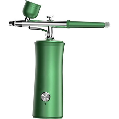 Pistolet à clous aérographe sans fil avec compresseur d'air, kit pistolet à clous aérographe portable sans fil pour voiture, kit aérographe portatif rechargeable (vert) (1/5)