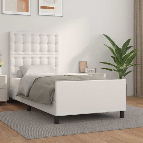 Cadre de lit sans matelas blanc 90x190 cm similicuir (1/5)