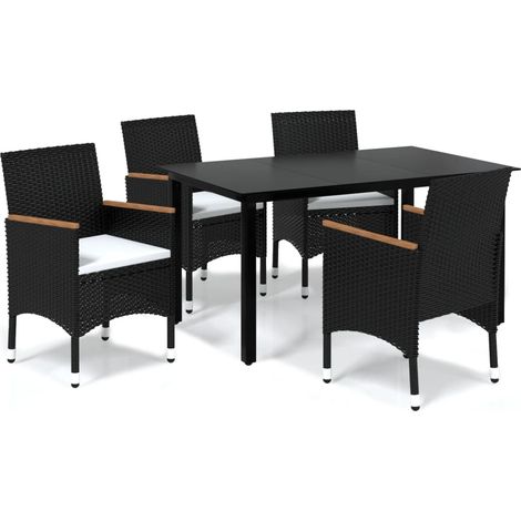 Maison Exclusive - Set da Pranzo per Giardino 5 pz con Cuscini Polyrattan Nero (1/5)