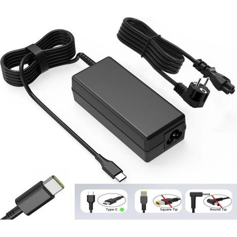 Chargeur pour Ordinateur Portable USB C 65W 45W pour Lenovo ThinkPad Yoga HP Chromebook Dell Latitude XPS ASUS couleurs mu CHARGEUR