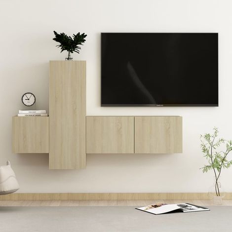 Lot de 3 Meubles TV,Banc TV,Ensemble de meubles Chêne sonoma Aggloméré -BV63506 (1/5)