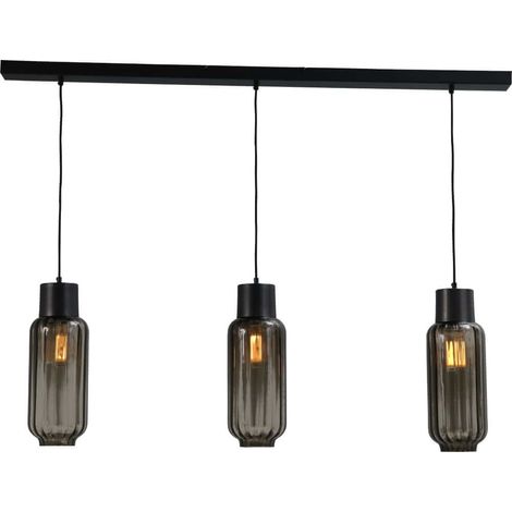 Lampe de salle à manger Lett ll 3 lumières noir avec verre fumé - 2156-05-05-130-3 (1/3)
