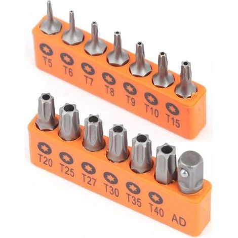 Satz mit 14 manipulationssicheren Torx-Sicherheitsbits aus S2-Legierungsstahl, T5 bis T40 (1/5)