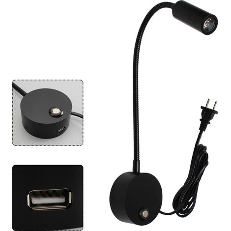 Lampe de lecture à intensité variable pour camping-car avec port de chargement USB, spots LED flexibles 12-24 V CC, pour fourgon, caravane, bateau et