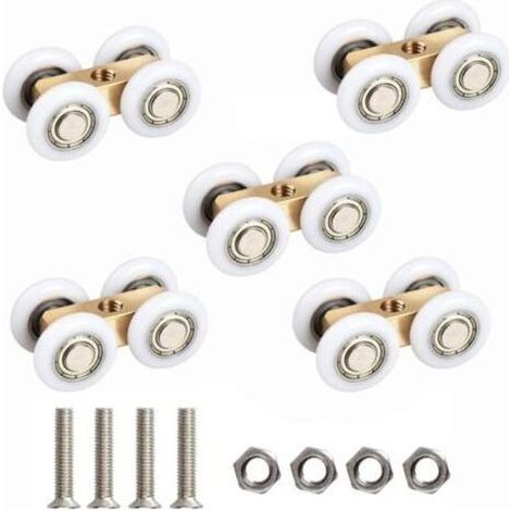 Rouleau de Porte Coulissante,Rouleau pour porte Coulissante à 5 Roues,Galets pour Portes CoulissantesRroulette porte Coulissante Douche,Quincaillerie Roulement à Billes pour Porte Coulissante (1/5)