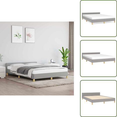 Bettgestell ohne Matratze Hellgrau 140x200 cm Stoff - Bettesrahmen - Doppelbett - Lattenrost - Kopfteil - Hellgraues Bett (1/5)