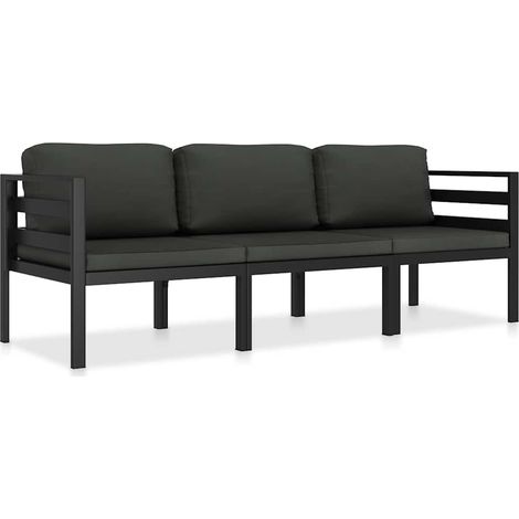 vidaXL Set muebles de jardín 3 pzas y cojines aluminio gris antracita (1/5)