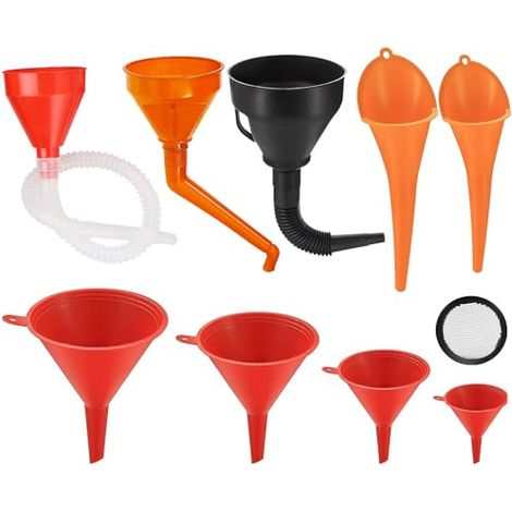 Lot de 9 Entonnoirs Carburant Bouche Plastique Flexibles à Angle Droit, Entonnoir Universel Essence avec Bec Détachable et Longue pour Moto Voiture Automobile - (1/5)