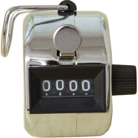 Compteur manuel argenté avec anneau, compteur mécanique métallique, 4,6 x 4,6 x 3,3 cm (1/5)