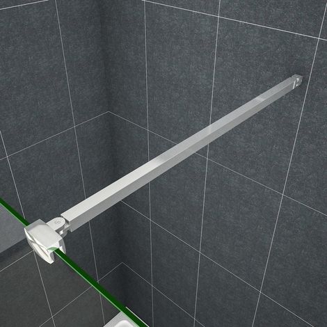 Barra Stabilizzatrice Cromo Lucido da 90 cm con Due Teste Girevoli per Box Doccia Walk In Parete Fissa Vetro Da 6-10 mm (1/5)