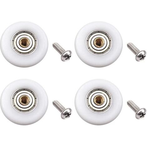 Lot de 4 roulettes de porte de douche – Pièce de rechange pour porte de douche coulissante en verre de salle de bain (diamètre du rouleau 23 mm) (1/4)