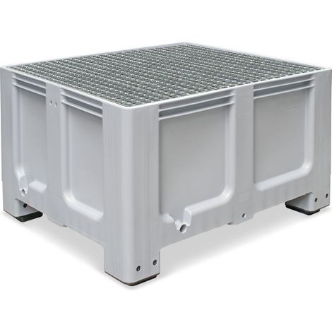 BRB Abtropfbecken mit Gitterrost, Volumen 610 Liter, Material PE-HD, Farbe grau, LxBxH 1200x1x760 mm …