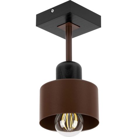 Lámpara de techo negra de madera y metal de estilo escandinavo, 1xE27, iluminación LED moderna para salón, cocina, dormitorio, habitación infantil, loft. (1/5)