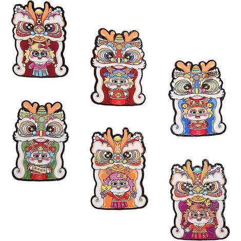 Lot de 6 enveloppes rouges Hong Bao pour le Nouvel An chinois 2024, avec des motifs porte-bonheur, idéales pour les cadeaux de la Fête du Printemps.-Style B