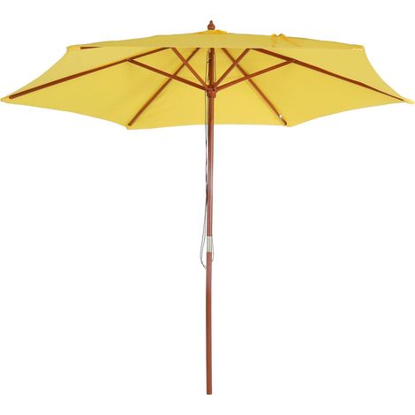 [NEUWERTIG] Sonnenschirm Lissabon, Gartenschirm Marktschirm, Ø 3m Polyester/Holz gelb