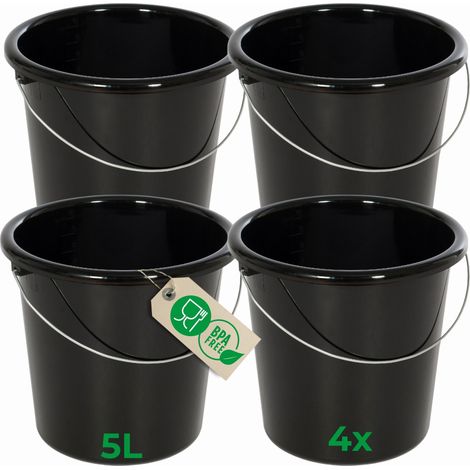 4x Novaliv Putzeimer  mit Maßeinteilung, Griff aus Metall (1/5)