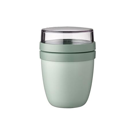 Mepal - Fiambrera Ellipse Mini - Práctico Vaso para Yogur y Muesli - Compartimentos separados para Porta Alimentos - Apto para Congelador, Microondas y Lavavajillas - 300 ml + 120 ml - Nordic Sage
