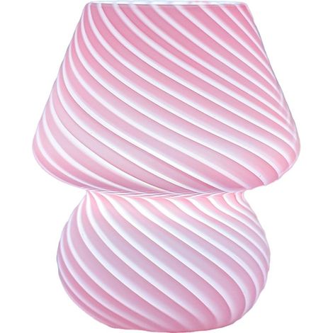 Lampe champignon ACKERMAN, lampe de chevet en verre, petite lampe rayée, lampe tourbillon (1/5)
