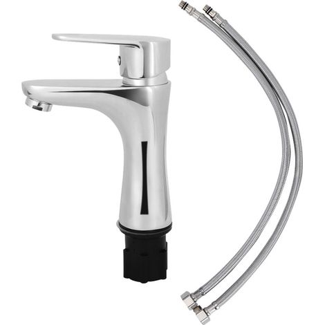 royaluxe -Robinet d'évier de lavabo en cuivre domestique, robinet d'eau chaude et froide à poignée unique, robinet G1/2 pouces (1/5)