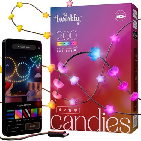Twinkly CANDIES a Stella Luci di Natale Smart 200 Led RGB II Generazione Cavo Verde (1/3)