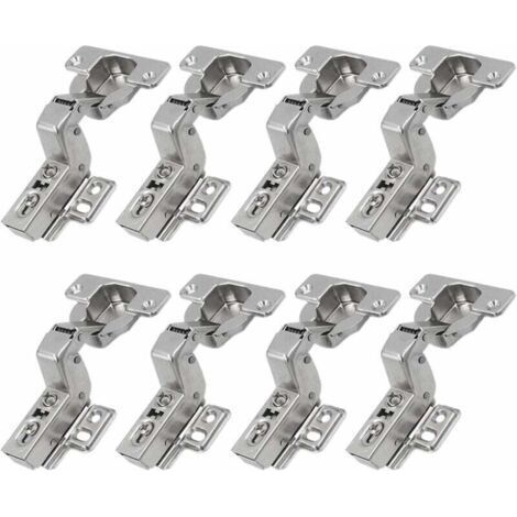 Charnières à 110 degrés rentrantes 35mm – Acier nickelé – 8 pièces pour portes de placard et meubles de cuisine – Installation rapide - Applique-8pcs (1/5)