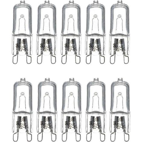 G9 Halogenlampe 200–240 V AC, 25 W, 40 W, 60 W, 2700 K, warmweiß, Kugelform, klar, 2-Pin-Sockel, 10er-Packung