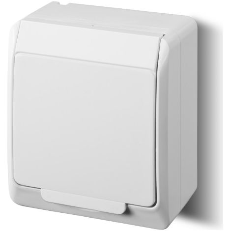 Enchufe individual Hermes con/sin 2P+Z Schuko IP44 blanco 0324-02