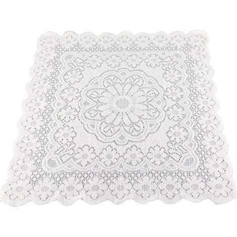 Nappe en dentelle blanche 60x60cm, motif ajouré, douce et décorative pour café à domicile (1/4)