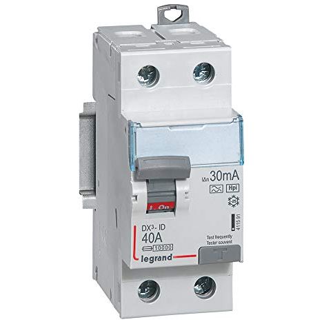 Interrupteur différentiel DX³-ID arrivée haute et départ bas à vis - 2P 230V 40A typeF 30mA - 2 modules - 411591 - LEGRAND (1/4)