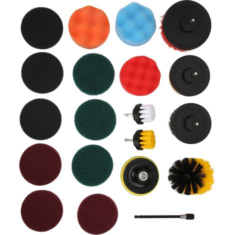 Ensemble de 20 brosses de nettoyage multi-usages pour perceuse, idéal pour la maison et la voiture. (1/5)