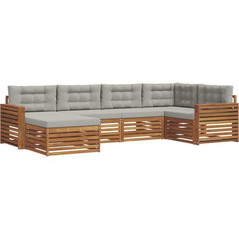 Conjunto de sofás de exterior 6 uds. Gris Natural y Claro vidaXL (1/5)