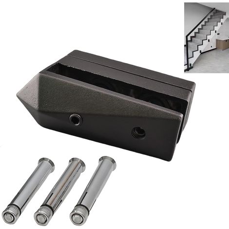 Pince Verre Lourde de Garde-Corps, Support Clôtures en Verre pour la Piscine en Acier Inoxydable, Pince de Fixation latérale pour Verre de Main Courante, Balcon, Rampe d'Escalier (1, Noir) (1/5)
