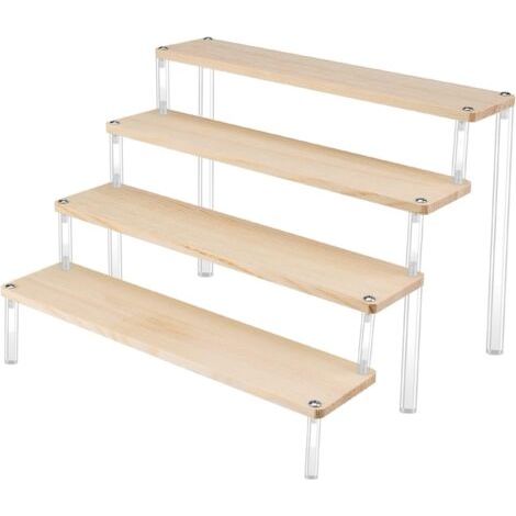 Présentoir de Table 4 Étages Support Bois à Cupcake Stand de Parfum, Escalier Marches Acrylique Display Stand, Présentoir à Gâteaux Riser Décoratif pour l'Affichage (1/3)