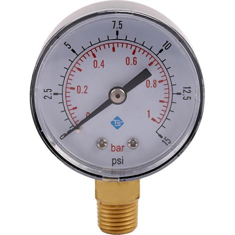 Manomètre de pression d'eau 0-1 bar, 50 mm, filetage NPT 1/4 pouce, -50-15 psi (1/4)