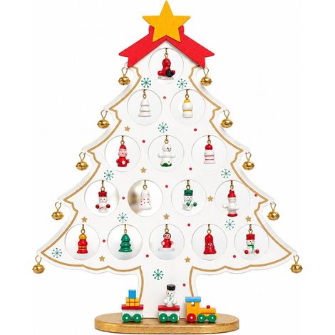 Mini sapin de Noël en bois, décoration de table à faire soi-même, grand sapin en bois blanc. (1/5)