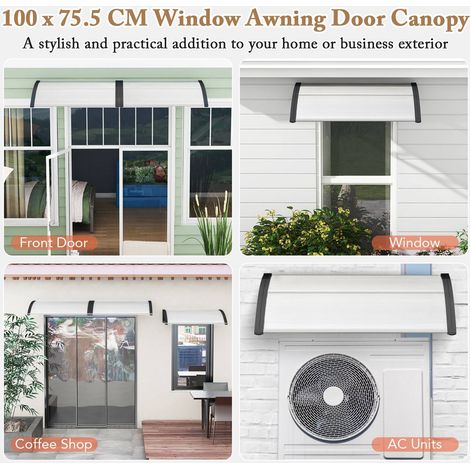 39"x30" Outdoor Door Canopy, Black Polycarbonate (1/5)