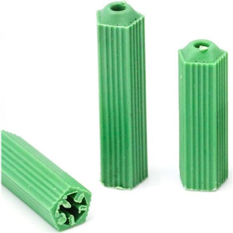 Lot de 50 tubes d'expansion en plastique - Chevilles à percussion - Chevilles à clou - Boulons de fixation murale en plastique sans vis pour cloison sèche creuse - Vert - M6 (1/2)