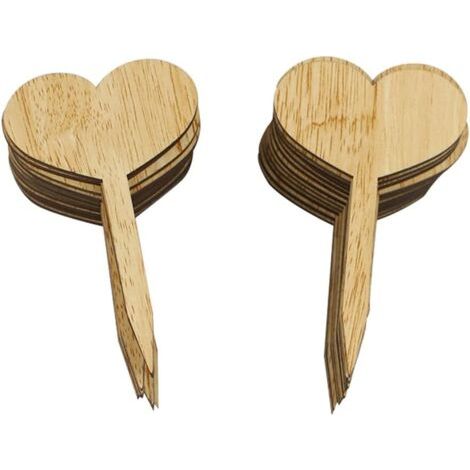 Lot de 30 étiquettes en bois de bambou pour plantes en forme de cœur pour plantes de jardin (1/5)