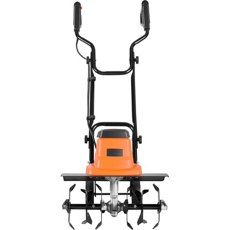 Mophorn Motoazada eléctrica con ruedas de 1500 W, ancho de trabajo de 45 cm, 4 niveles de profundidad ajustables, mango plegable, interruptor de seguridad, motor de cobre, ideal para jardín