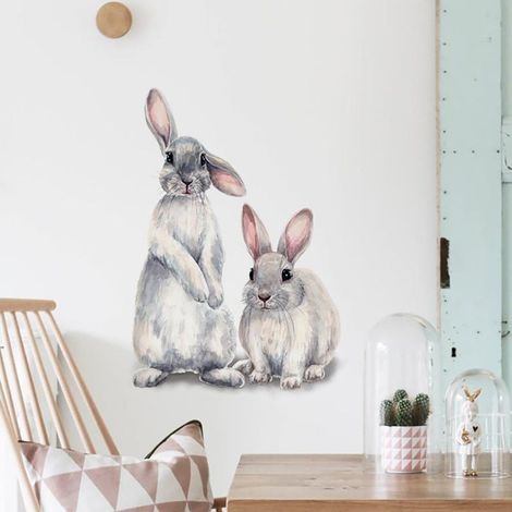 Autocollant Décoratif Moderne de Pâques Bunny Cartoon PVC 30x40cm Removable Wall Decor for Nursery Home Kindergarten Office Bedroom Furniture Application (1/5)