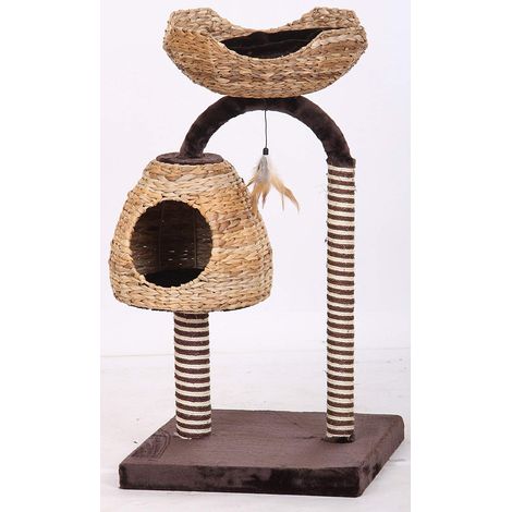Griffoir haut modèle Natural Azalea avec coussin pelucheux amovible pour chats (1/5)