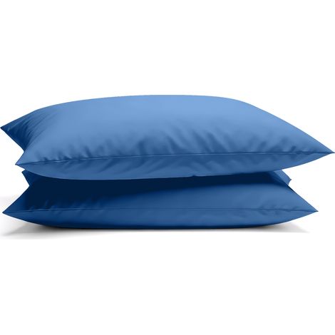 Coppia Federe per Cuscino 50x80 cm in con Patella – Morbide, Traspiranti,– Tinta Unita, Lavabili Blu (1/5)