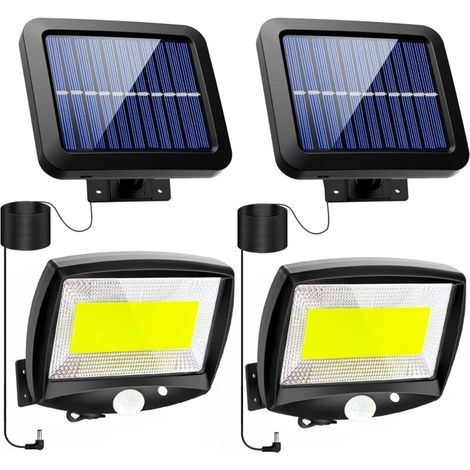 Solarbetriebene Außenbeleuchtung, Solarbetriebene Außenleuchte mit Bewegungsmelder, LED-Solar-Gartenleuchte mit Sensor, wasserdichter kabelloser Strahler, IP65-Strahler mit 3 Modi für Terrasse und Gar