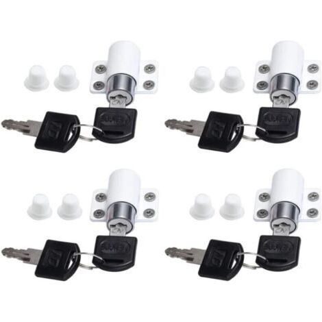 4pcs Window Locks Sliding Door Patio Lock Block Sliding Bay Window Sliding Lock Sliding Door Lock Restrictor with Key,White (1/5)