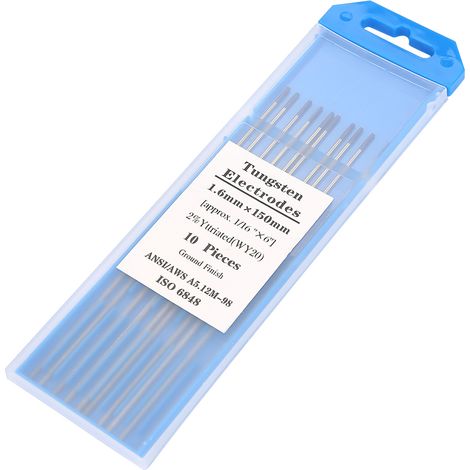 10 électrodes WY20 tungstène yttrié 2% pointe bleue 1,6x150 mm pour soudure TIG, lot de 10 baguettes (1/5)