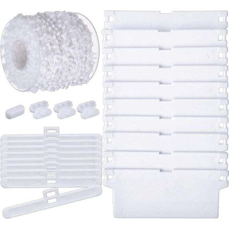 35Pcs 3,5pouces / 89mm Store Vertical Accessoires, 10 M Chaîne Inférieure Et 10 Pièces Connecteur De Chaîne, 12 Pièces Cintres Supérieurs, 12 Pièces Lattes De Poids Inférieurs (1/4)