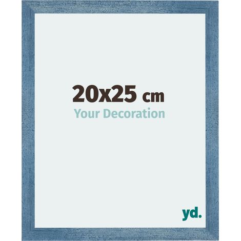 Your Decoration - 20x25 cm - Cadres Photo en MDF Avec Verre acrylique - Anti-Reflet - Excellente Qualité - Bleu Brillant Patiné - Cadre Decoration Murale - Mura.