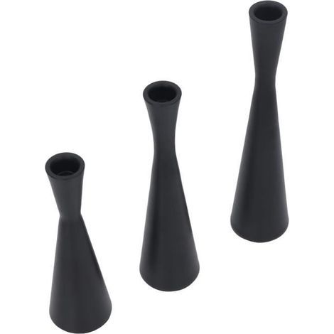 Candle Holders - HILILAND - Conical - 3 Pcs - Black - Wrought Iron - Retro Modern (1/4)